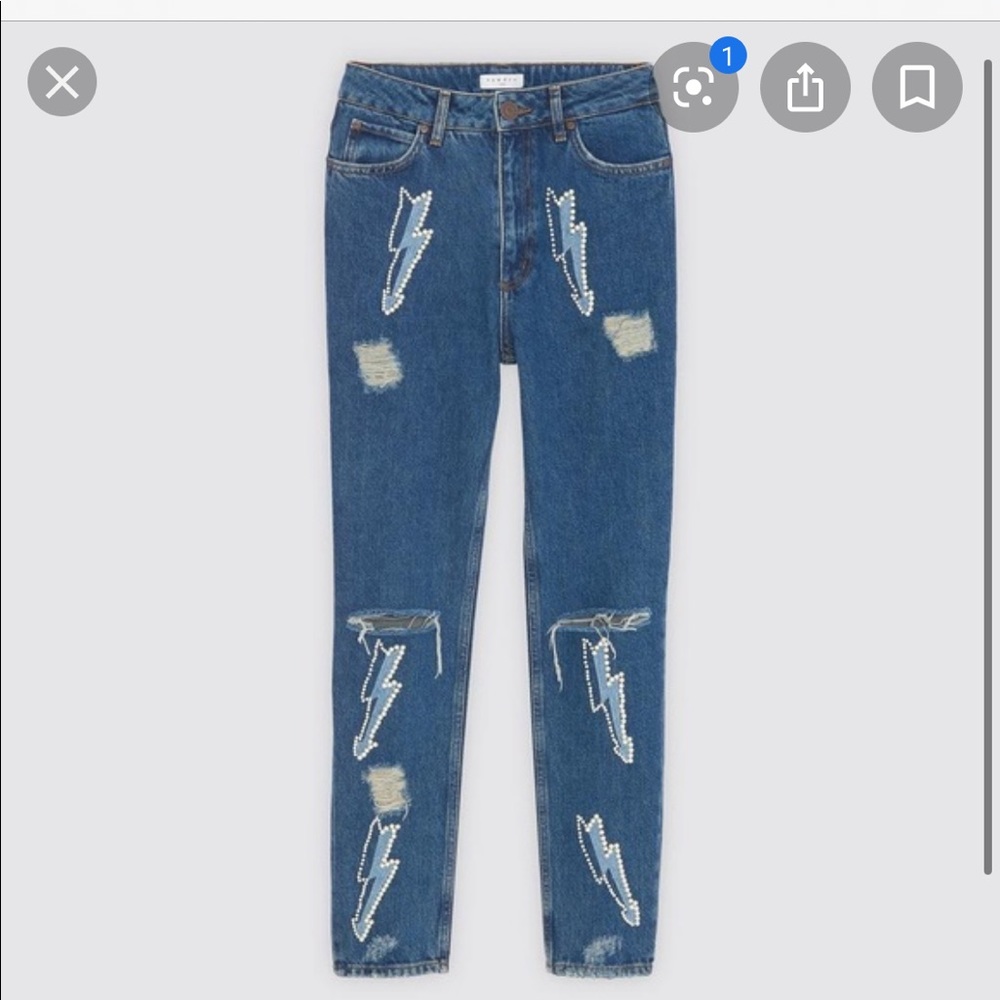 Sandro pearl embellished distressed jeans